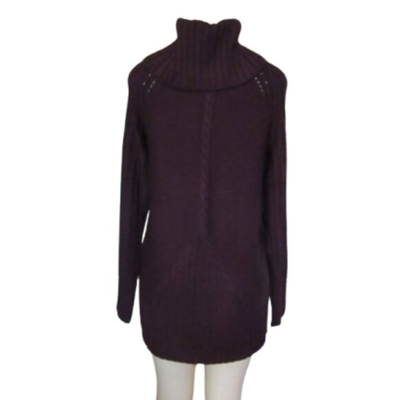 Goode Rider Dark Burgundy Wool Cable Knit Turtleneck Sweater SZ M - Picture 5 of 6